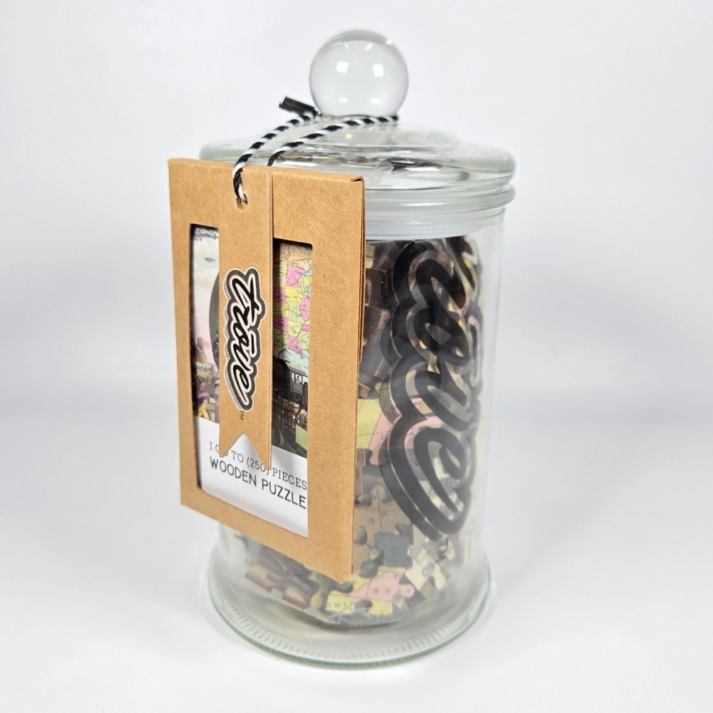 Trove I Go to Wooden Puzzle Glass‎ Gift Jar (20th Century Transport, 250 Pieces)
